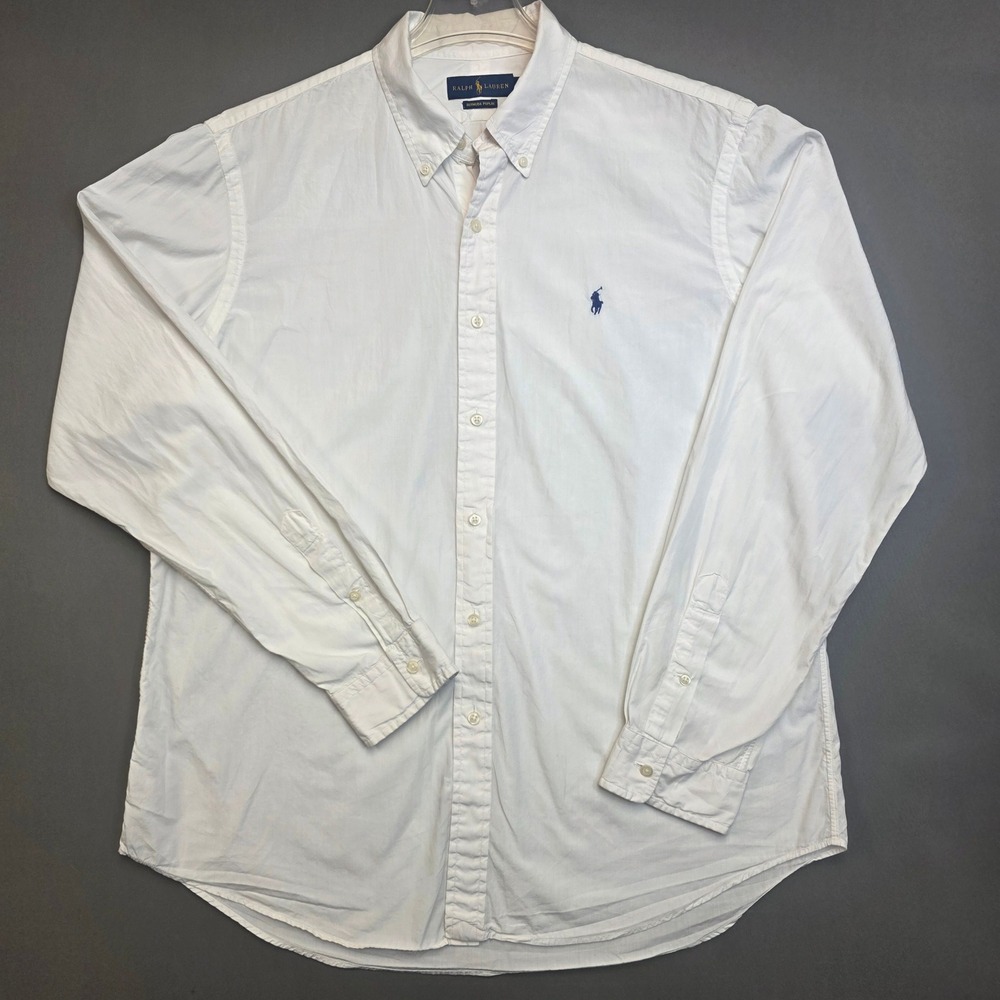 Ralph Lauren Button Down Men's Bermuda Poplin Cotton Silk White XL